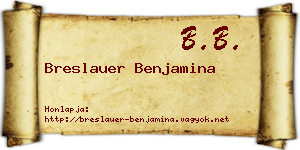 Breslauer Benjamina névjegykártya